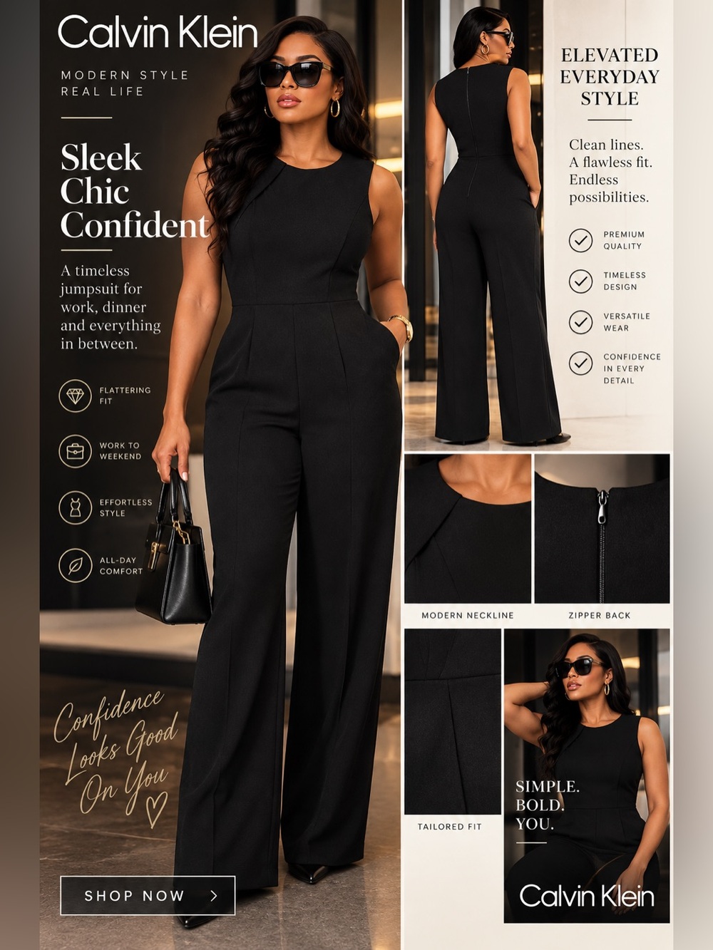 Calvin Klein Black Sleeveless Jumpsuit size 10